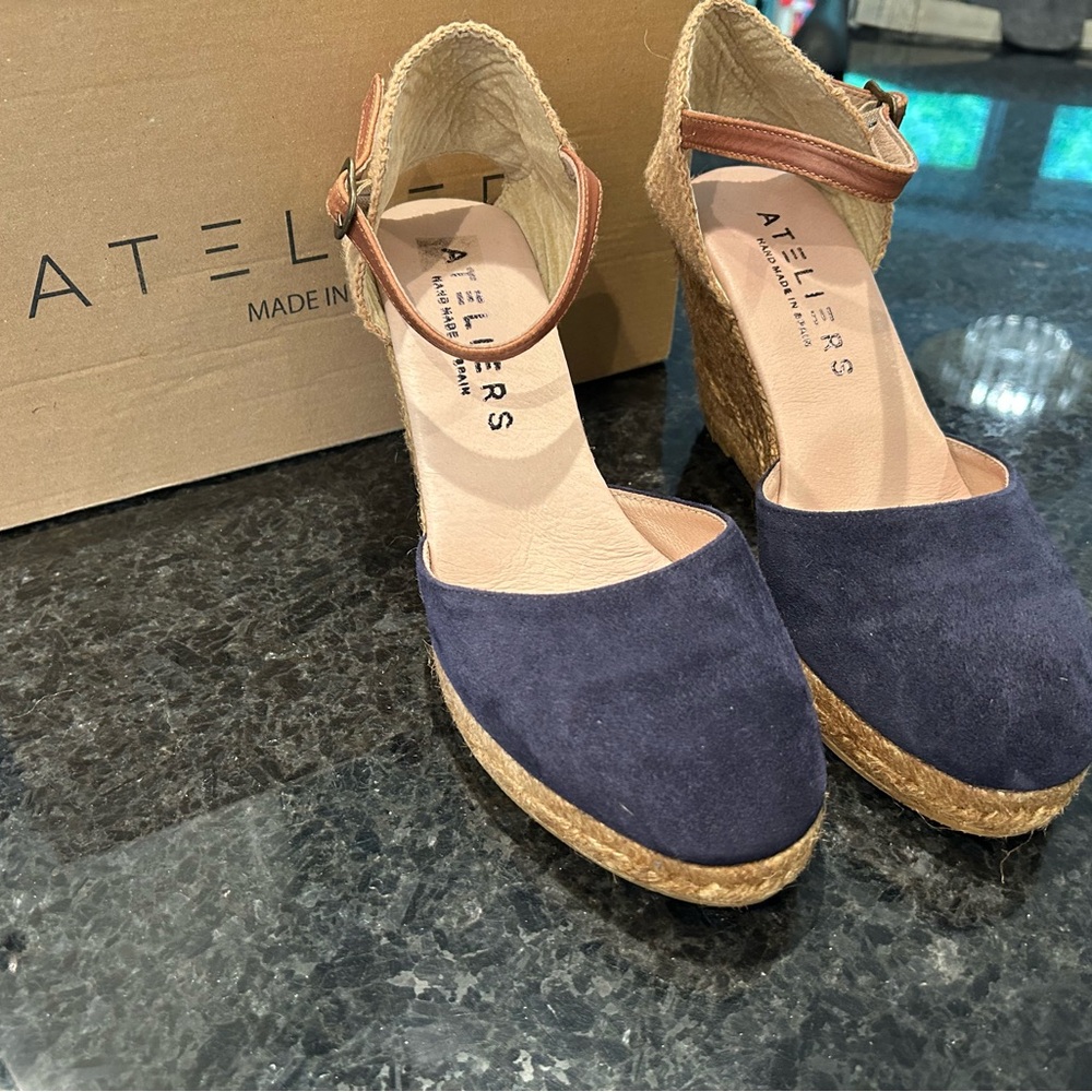Women's New Navy Wedge Ateliers Sandals